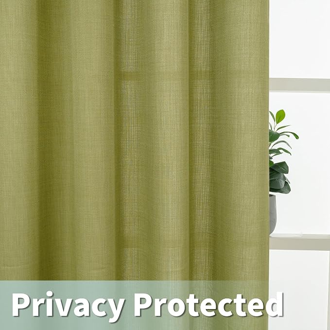 Moss Green Linen Curtains 72 inches Long - Image 4