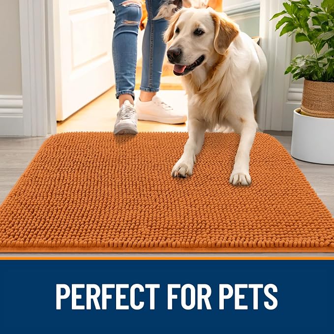OLANLY Dog Door Mat for Muddy Paws 34x21, Super Absorbent Chenille Mud Mat | - Image 6