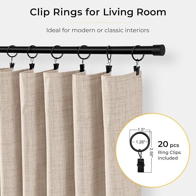 INOVADAY Linen Textured 100% Blackout Sliding Door Curtains 102x90 Oatmeal | 1 - Image 3