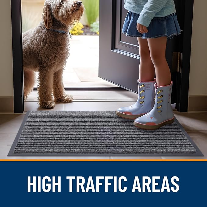 OLANLY Front Door Mat 33x21, Waterproof Heavy-Duty Indoor Outdoor Doormat | Grey - Image 7