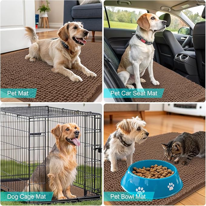 OLANLY Dog Door Mat for Muddy Paws 45x27, Super Absorbent Chenille Mud Mat | - Image 7
