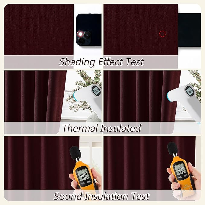 100% Blackout Curtains 63 Inch Length 2 Panels Set - Image 5