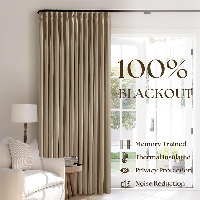 Light Brown Linen Blackout 92 Inch Curtains - Image 5