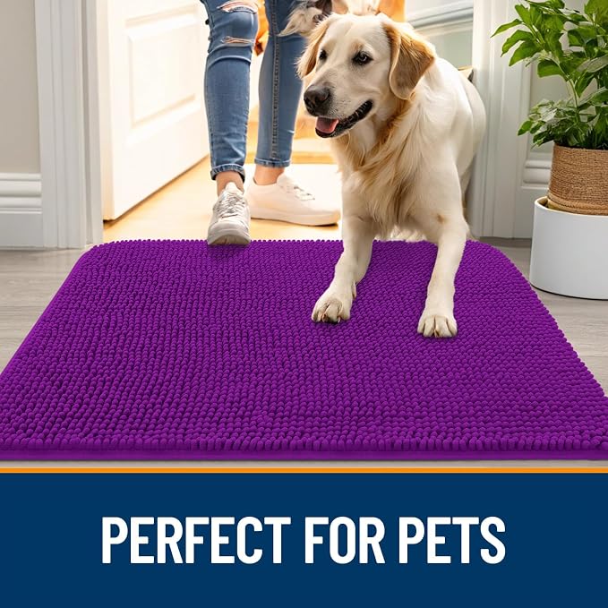 OLANLY Dog Door Mat for Muddy Paws 44x32, Super Absorbent Chenille Mud Mat | - Image 6