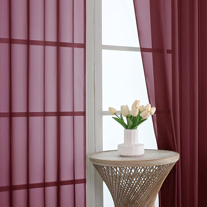 Wine Bedroom Curtains 2 Panel Sets 90 Inch Length, 59 Inch Extra Wide Light - Image 3