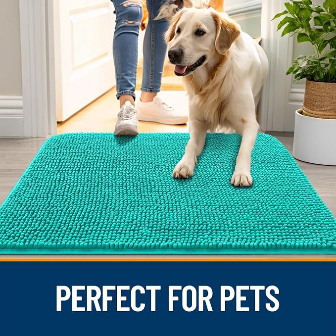 OLANLY Dog Door Mat for Muddy Paws 48x30, Super Absorbent Chenille Mud Mat | - Image 6