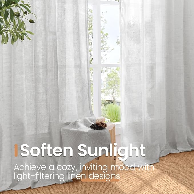 BGment Light Grey Linen Curtains 40 Inch Length - Image 4