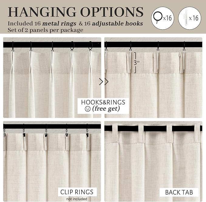 Pinch Pleat Cream Beige 72 Inch Curtains - Image 4