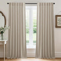 RYB HOME Linen Semi Sheer Curtains 63 inch Length by RYBHOME