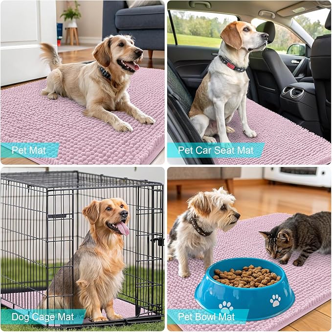 OLANLY Dog Door Mat for Muddy Paws 36x24, Super Absorbent Chenille Mud Mat | - Image 7
