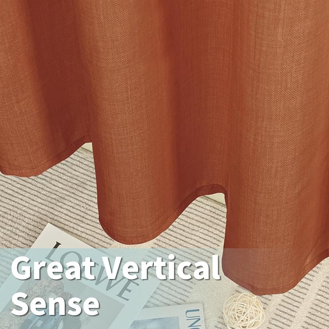 Terracotta Linen Boho Curtains 84 inch Length - Image 6