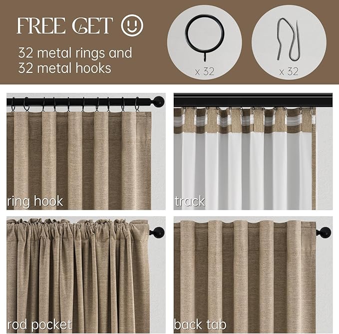 Topfinel 92 Inches Long Tweed Custom Black Out Drapery Panels, Rustic Country - Image 5
