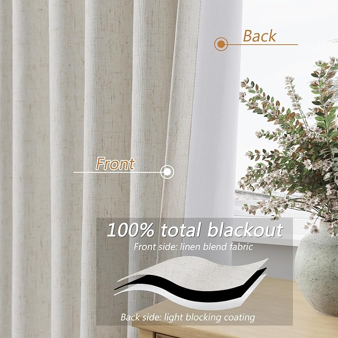 100% Blackout Boho Curtains 80 Inch Long 2 Panels Set - Image 4