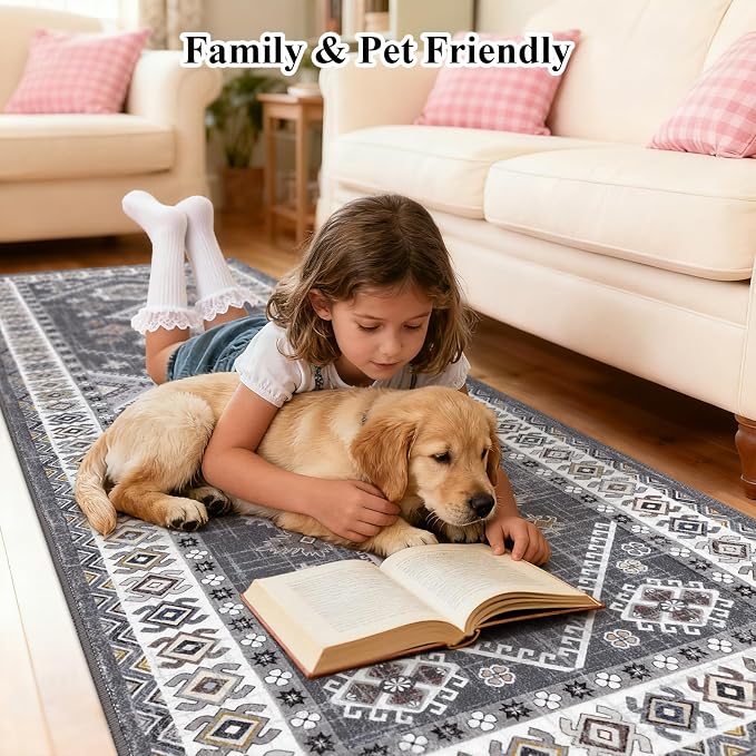 HEBE Boho Kitchen Mats for Floor 24''x60'', Non Slip Washable Runner Rug | - Image 3