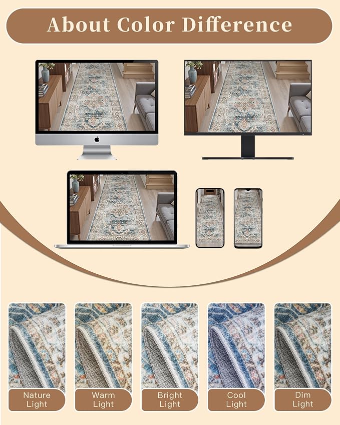 Madane Washable Runner Rugs 2x12 Long - Image 13