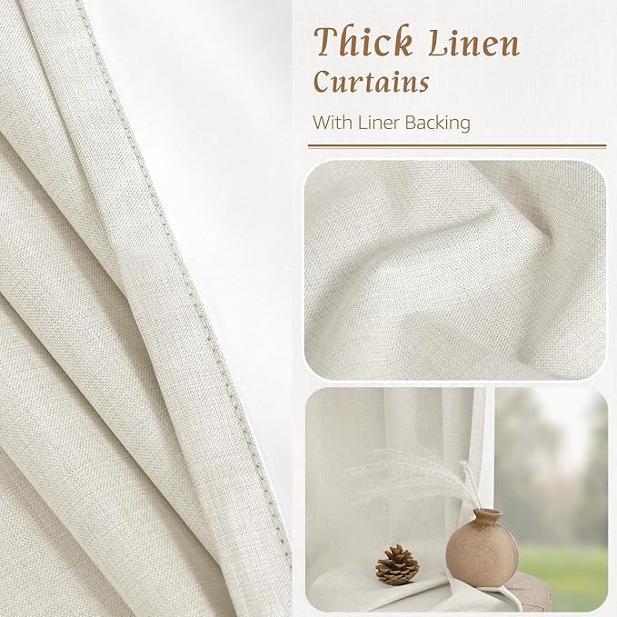 100% Blackout Short Linen Curtains 48 Inch Length - Image 8