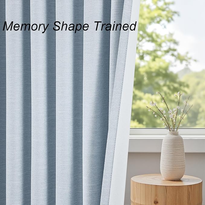 Topfinel Light Blue Linen Curtains 84 Inches Long - Image 5