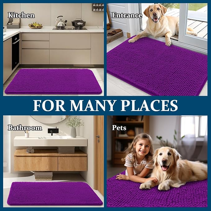 OLANLY Dog Door Mat for Muddy Paws 45x27, Super Absorbent Chenille Mud Mat | - Image 8