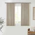 Burlywood Birch Pleated 100% Blackout Linen 45 Inch Curtains by Twodrapes