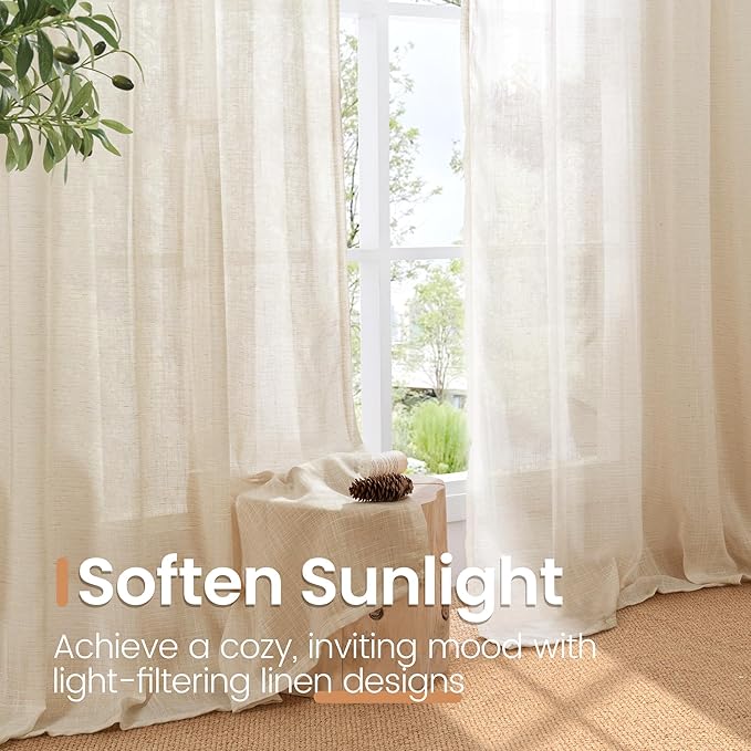 BGment 108 Inch Length Linen Curtains - Image 4