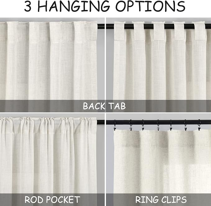 Cream Linen Curtains 74 Inches Long - Image 2