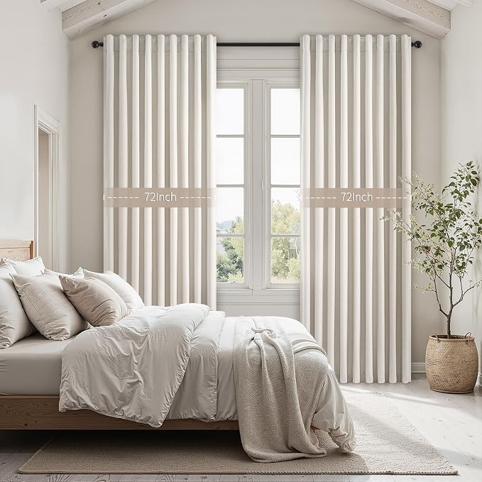 Birch Cream Extra Wide 72 Inches Blackout Curtains - Image 7