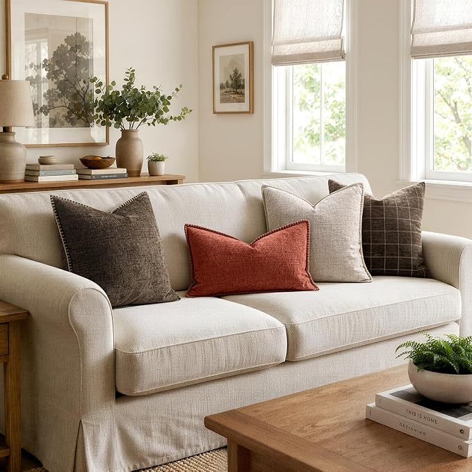 MIULEE Decorative Couch Throw Pillow Covers 18x18 Inch Brown 2 Pack | Farmhouse - Image 5