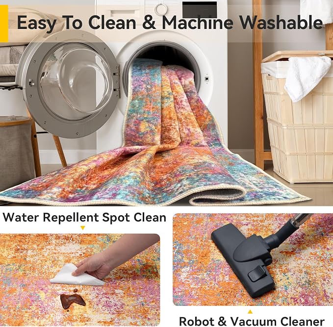 RELEANY Washable Runner 2'x10' Abstract Area Rug - Image 6