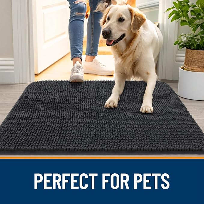 OLANLY Dog Door Mat for Muddy Paws 44x24, Super Absorbent Chenille Mud Mat | - Image 6