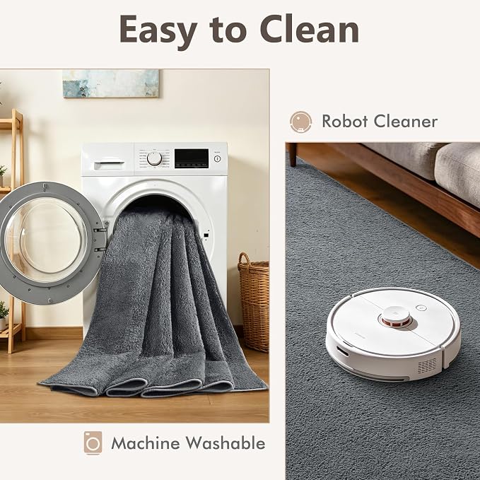 2x3 Dark Grey Solid Area Rug Washable Non-Slip Soft - Image 7