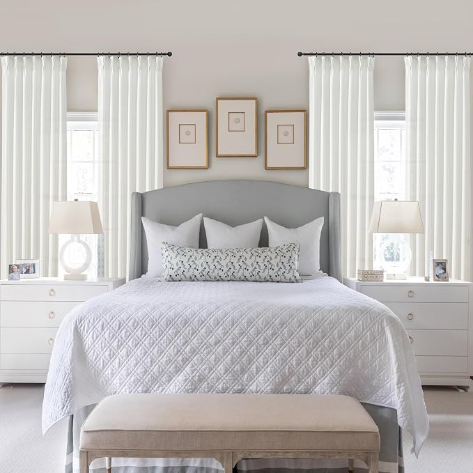 Pure White Short Thick Linen Viral Curtains 54 Inch Length 2 Panel Set - Image 7