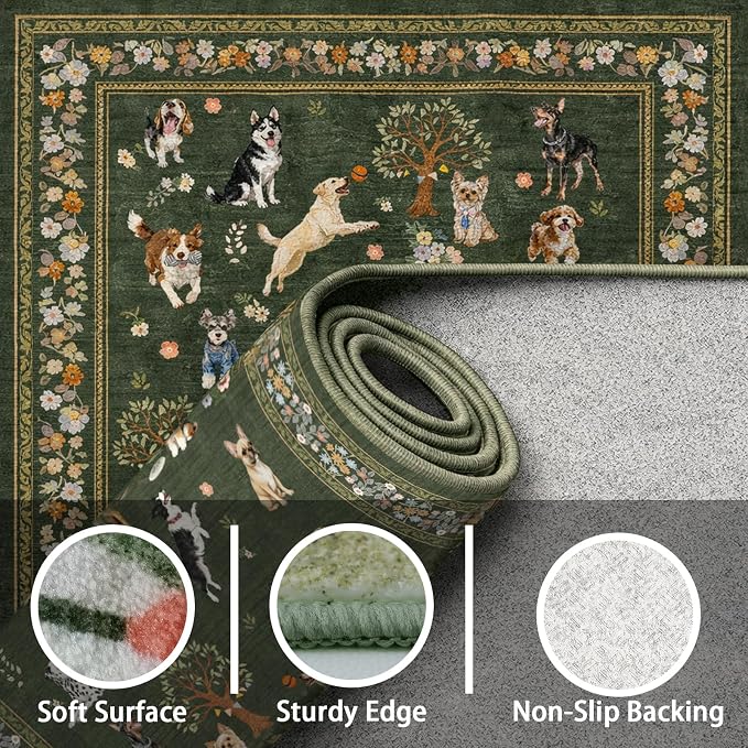 Dark Green Small Entry Rug 24x17 inch - Image 3