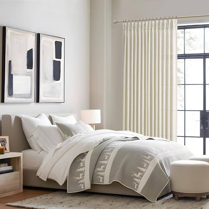 Pinch Pleated Linen Curtains 84 Inch Length 2 Panels Set - Image 6