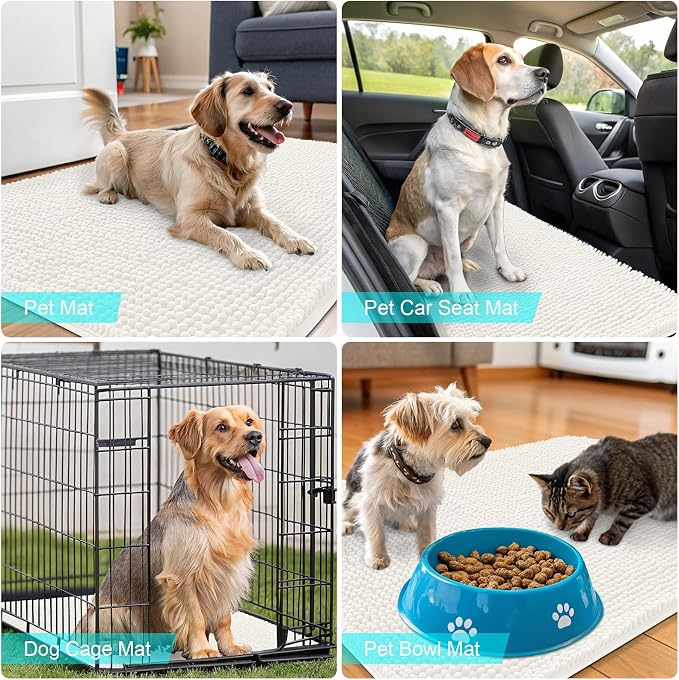 OLANLY Dog Door Mat for Muddy Paws 59x32, Super Absorbent Chenille Mud Mat | - Image 7