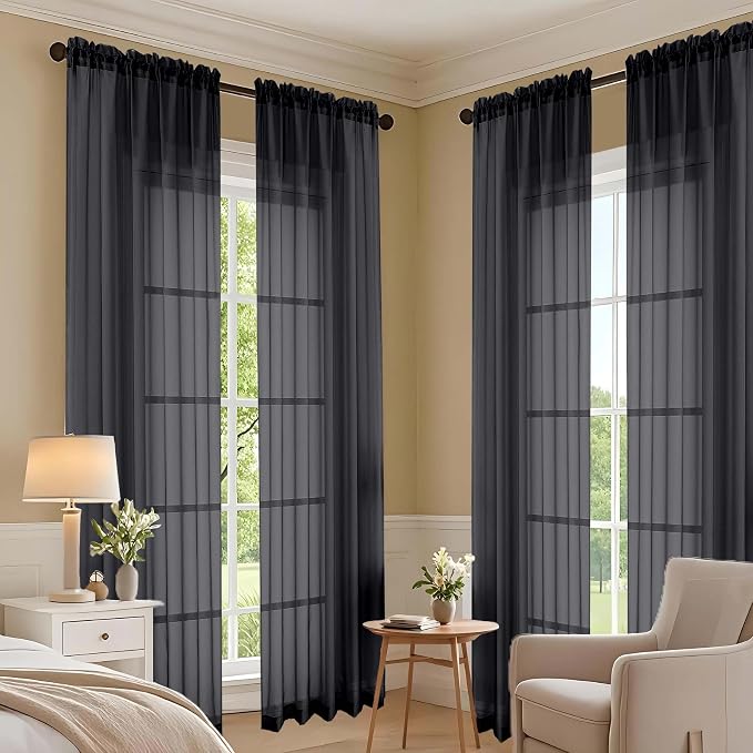 Black Bedroom Curtains 96 Length - Image 7