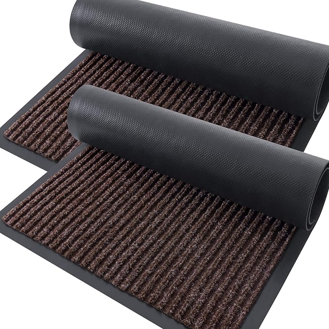 OLANLY 2-Pack Front Door Mats 33x21, Waterproof Heavy-Duty Doormats | Tan by OLANLY