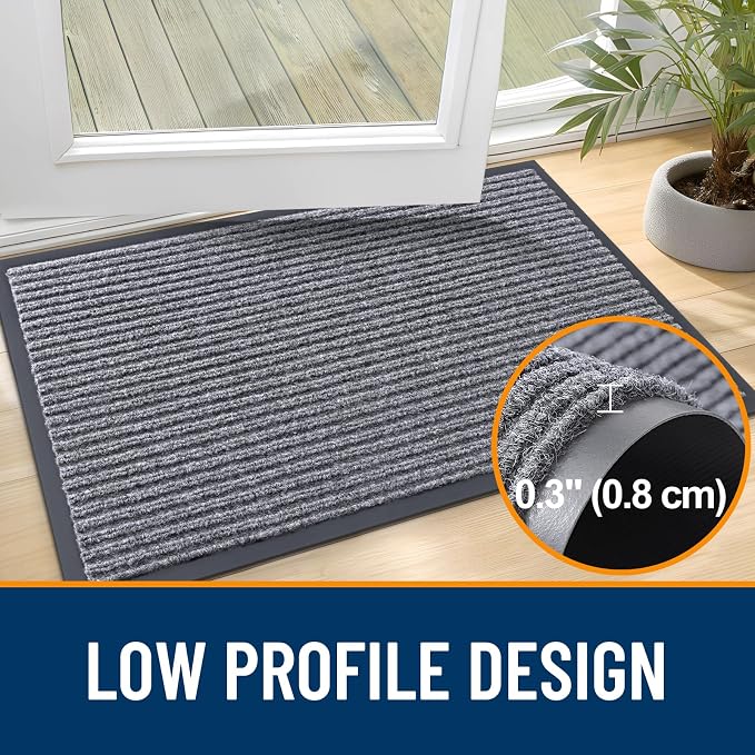 OLANLY 2-Pack Front Door Mats 33x21, Waterproof Heavy-Duty Doormats | Light Gray - Image 4