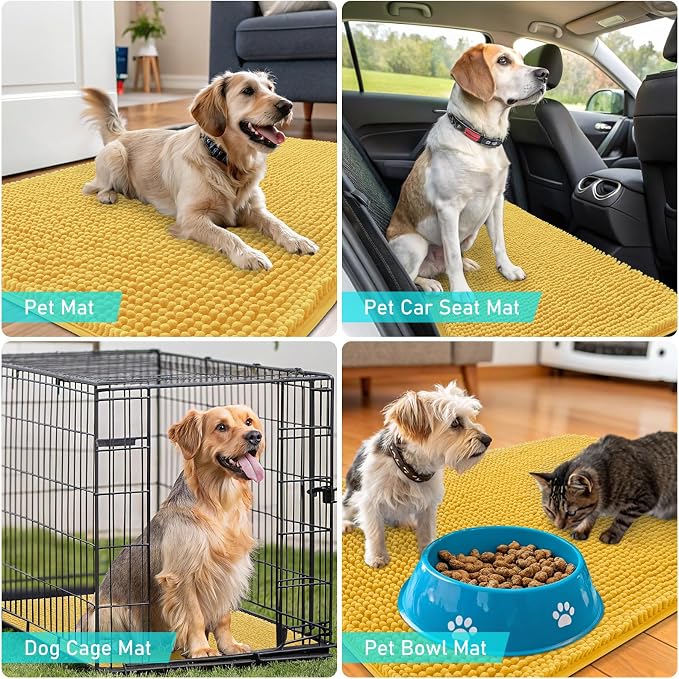 OLANLY Dog Door Mat for Muddy Paws 59x35, Super Absorbent Chenille Mud Mat | - Image 7