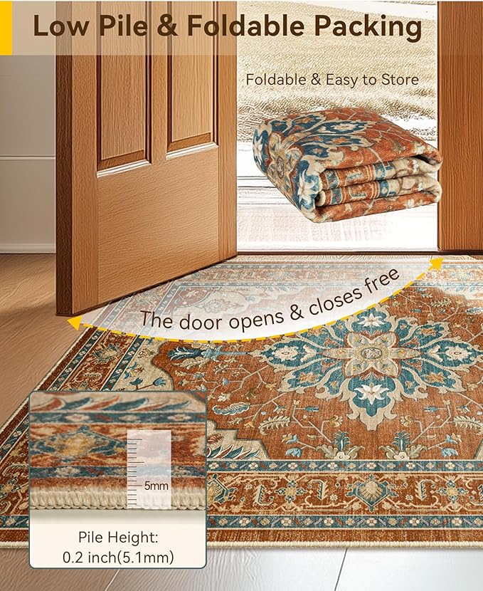 RELEANY Washable Area Rug, Square 4'x4', Water Repellent, Pet Friendly - Image 3