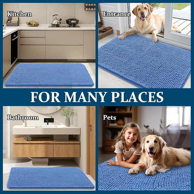 OLANLY Dog Door Mat for Muddy Paws 47x17, Super Absorbent Chenille Mud Mat | - Image 8