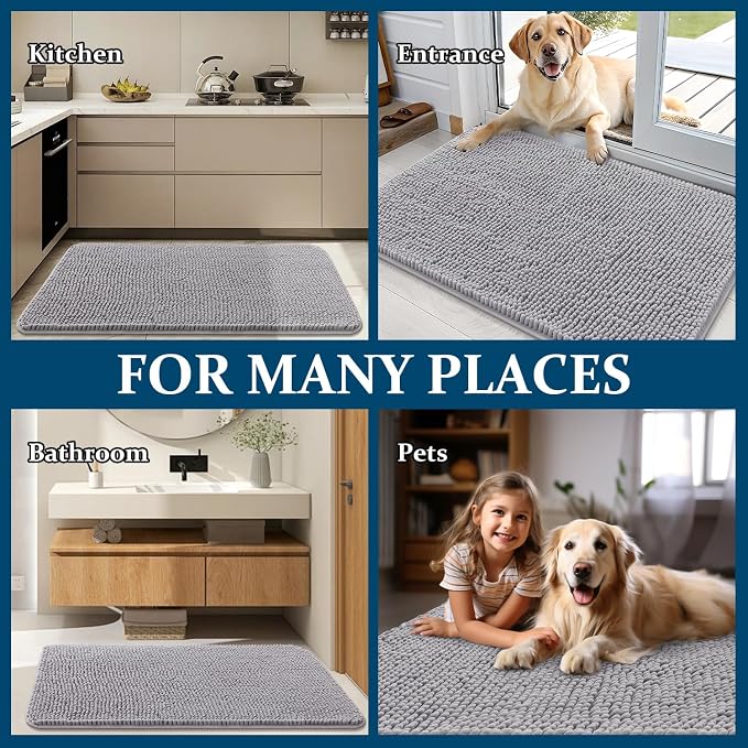 OLANLY Dog Door Mat for Muddy Paws 40x32, Super Absorbent Chenille Mud Mat | - Image 8