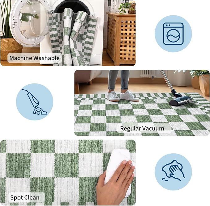 GarveeHome 2.5x8 Checkered Kitchen Runner Rug - Image 7