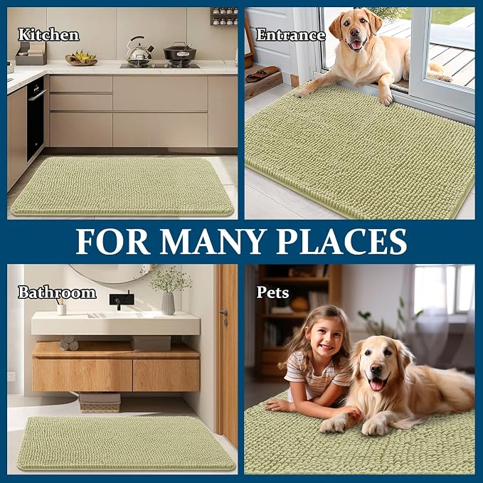 OLANLY Dog Door Mat for Muddy Paws 47x20, Super Absorbent Chenille Mud Mat | - Image 8