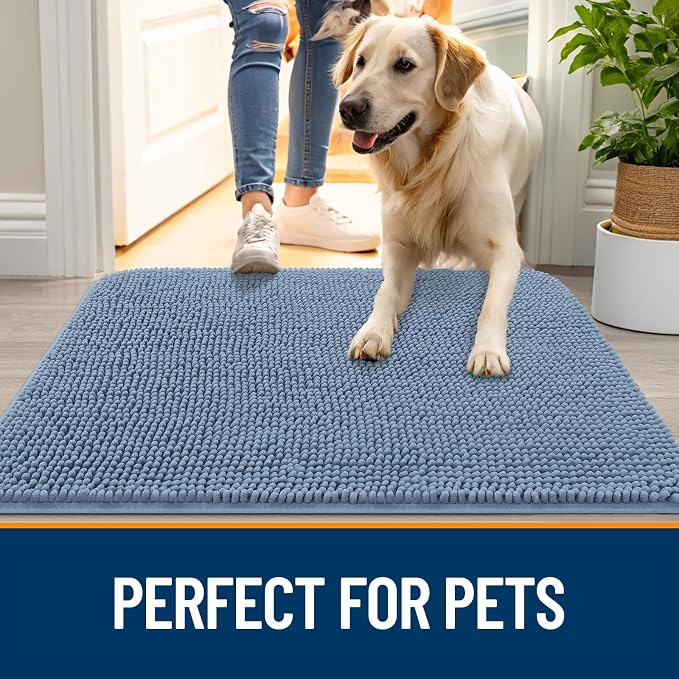 OLANLY Dog Door Mat for Muddy Paws 70x46, Super Absorbent Chenille Mud Mat | - Image 6