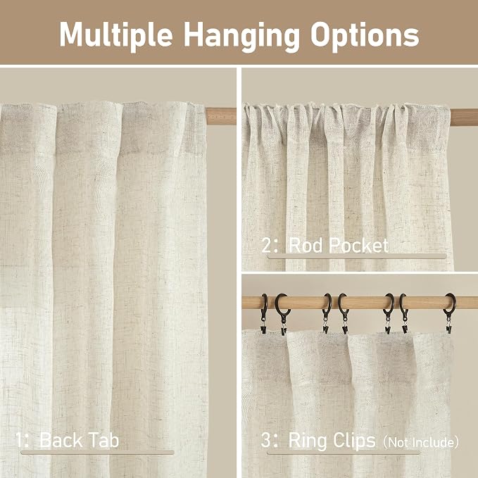 Semi Sheer 48 Inch Linen Curtains - Image 3