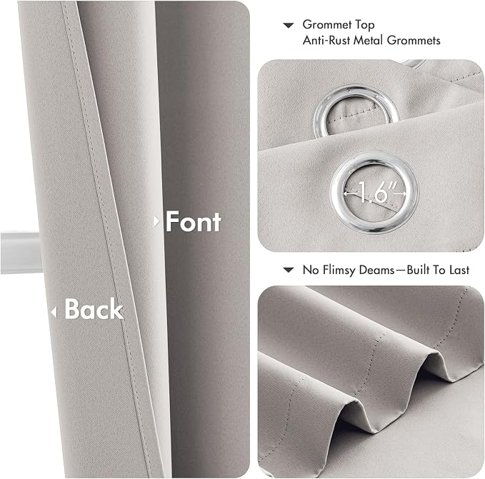 MIULEE Blackout Curtains for Bedroom 2 Panels 40 x 54 Inch Long Cobblestone | - Image 4