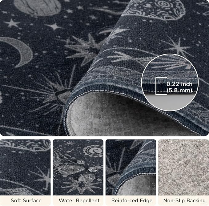 Vacuum-Friendly, Round 8ft Washable Area Rug - Image 2