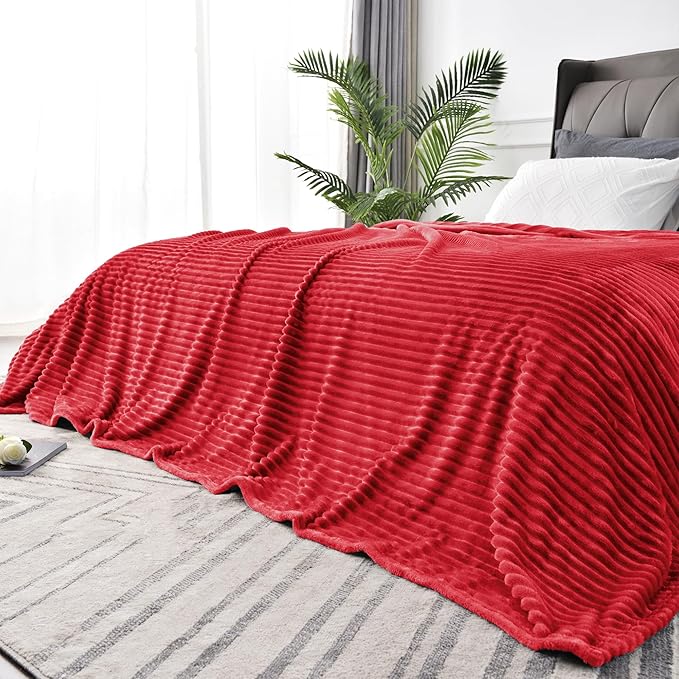 BEDELITE 3D Ribbed Jacquard Red King Size Blankets by BEDELITE