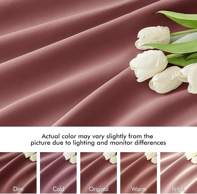 MIULEE Dusty Rose Back Tab Blackout Curtains 52x90 Inch Long 2 Panels Set | Rod - Image 8