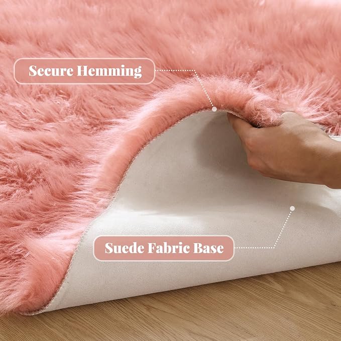 ORINOVA Round Rug 3ft Pink Small Fluffy Rug - Image 3